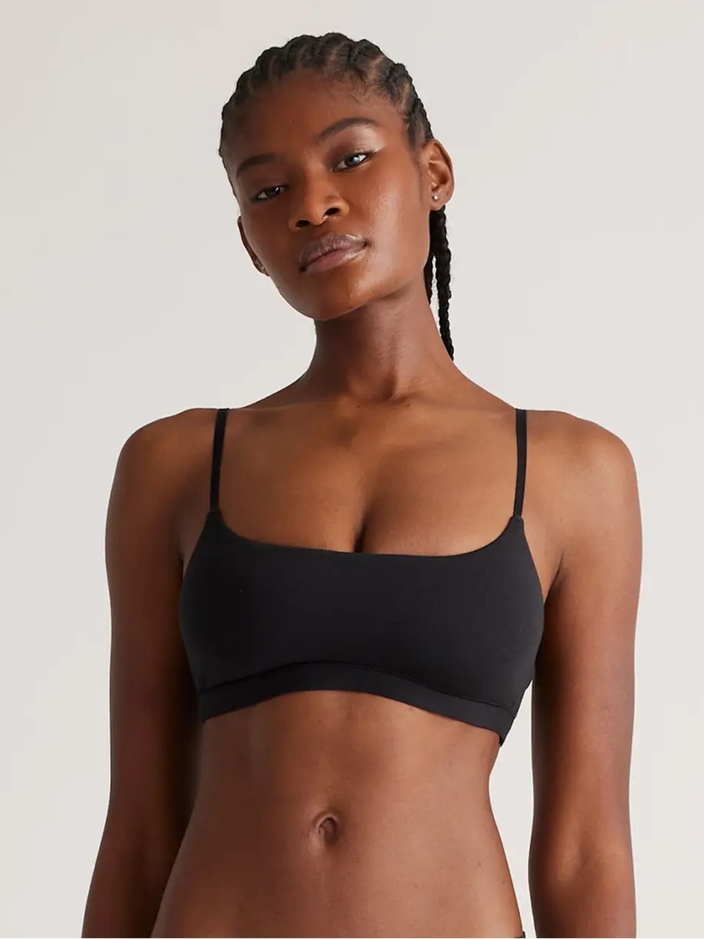 NWOT QUINCE 2 Pack Organic Cotton Scoop Bralettes Large Black 1062